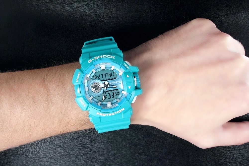 CASIO MID YEAR SALE G-SHOCK พร้อมส่ง นาฬิกาข้อมือ นาฬิกากันน้ำ นาฬิกาของแท้ ประกันศูนย์ CMG 1 ปี รุ่น GA-400A-2A นาฬิกาสีฟ้า