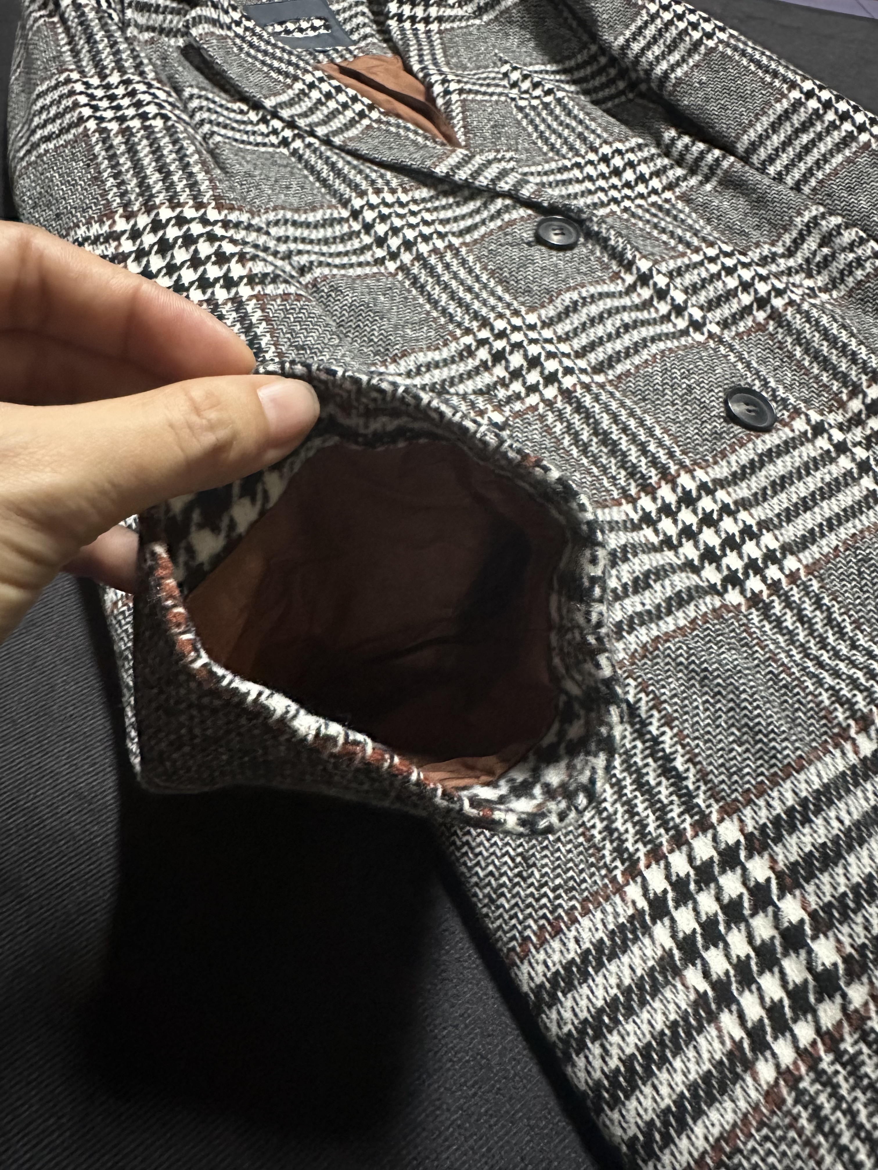 เสื้อโค้ท เสื้อกันหนาว เนื้อผ้าสักหลาดวูล checked coat แบรนด์ reserved สำเนา สำเนา