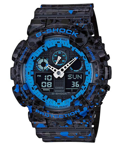 CASIO MID YEAR SALE G-SHOCK พร้อมส่ง นาฬิกาข้อมือ นาฬิกากันน้ำ นาฬิกาของแท้ ประกันศูนย์ CMG 1 ปี รุ่น GA-100ST-2A นาฬิกาสีน้้ำเงิน