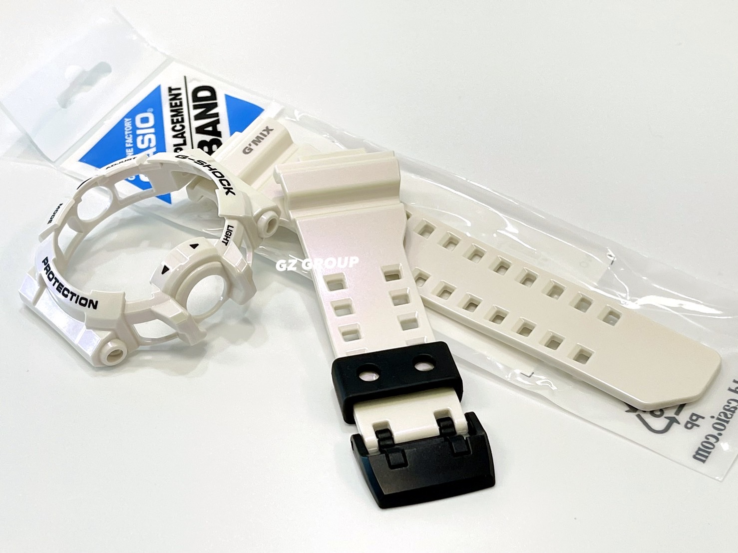 CASIO GENUINE FACTORY CASIO REPLACEMENT อะไหล่นาฬิกา G-SHOCK รุ่น GBA-400-7C กรอบสายสีขาว