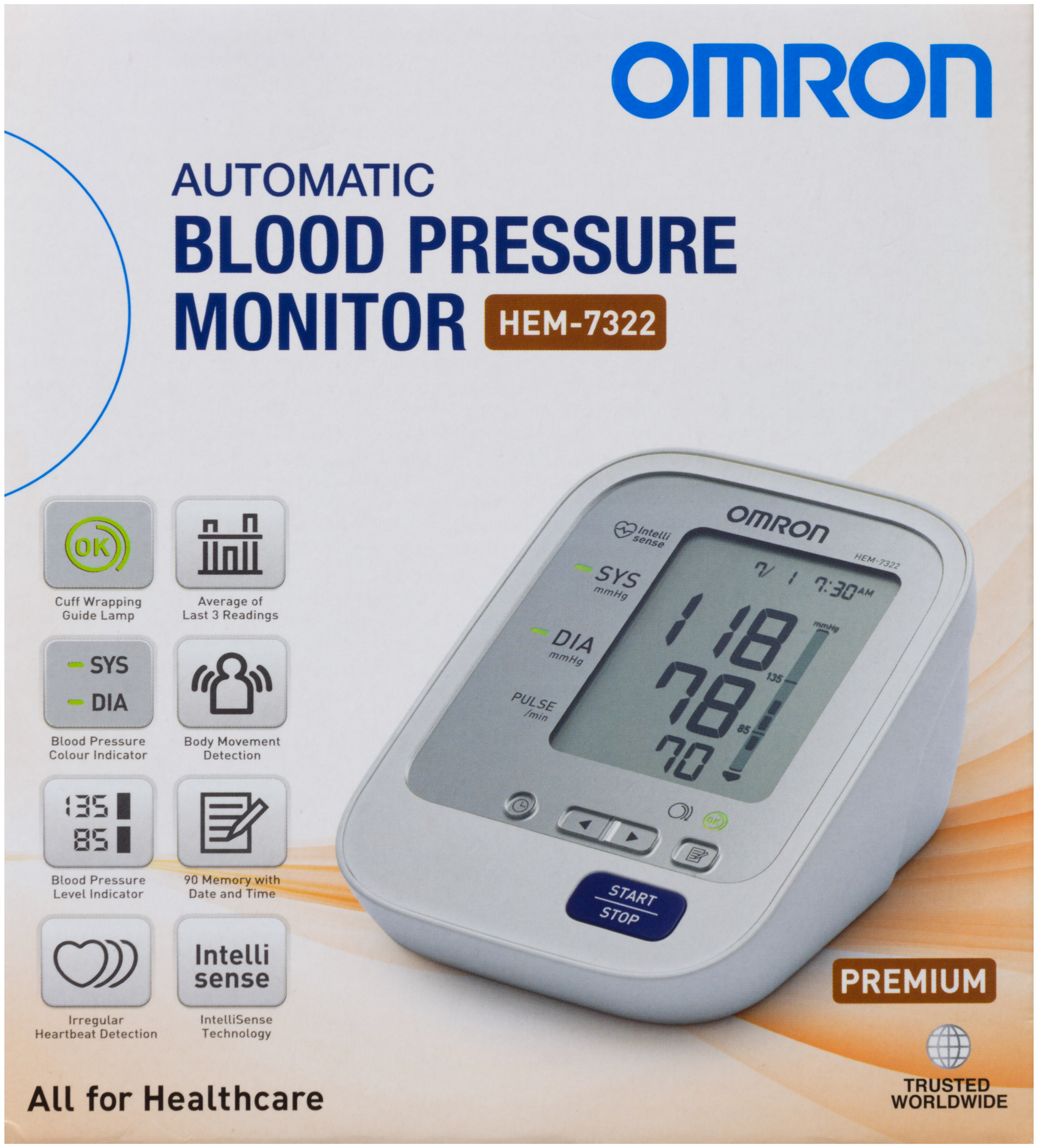 เครื่องวัดความดันโลหิต ยี่ห้อ ออมรอน/omron รุ่น HEM-7322 แทน HEM-7211 (รับประกัน 5 ปี) พร้อมดูแลตลอดอายุการใช้งาน ฟรี!!! Adapter Omron