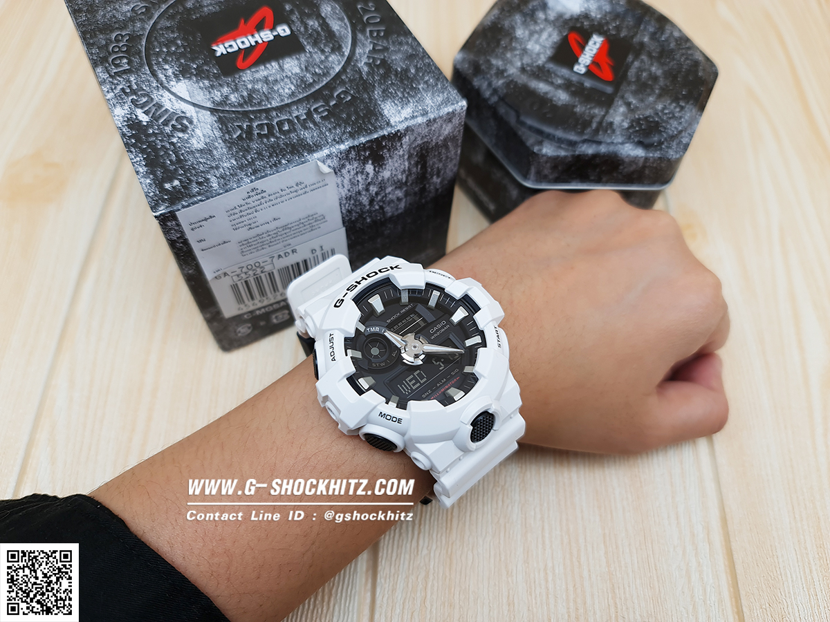 CASIO MID YEAR SALE G-SHOCK นาฬิกาข้อมือ นาฬิกากันน้ำ นาฬิกาของแท้ ประกันศูนย์ CMG 1 ปี รุ่น GA-700-7A นาฬิกาสีขาว