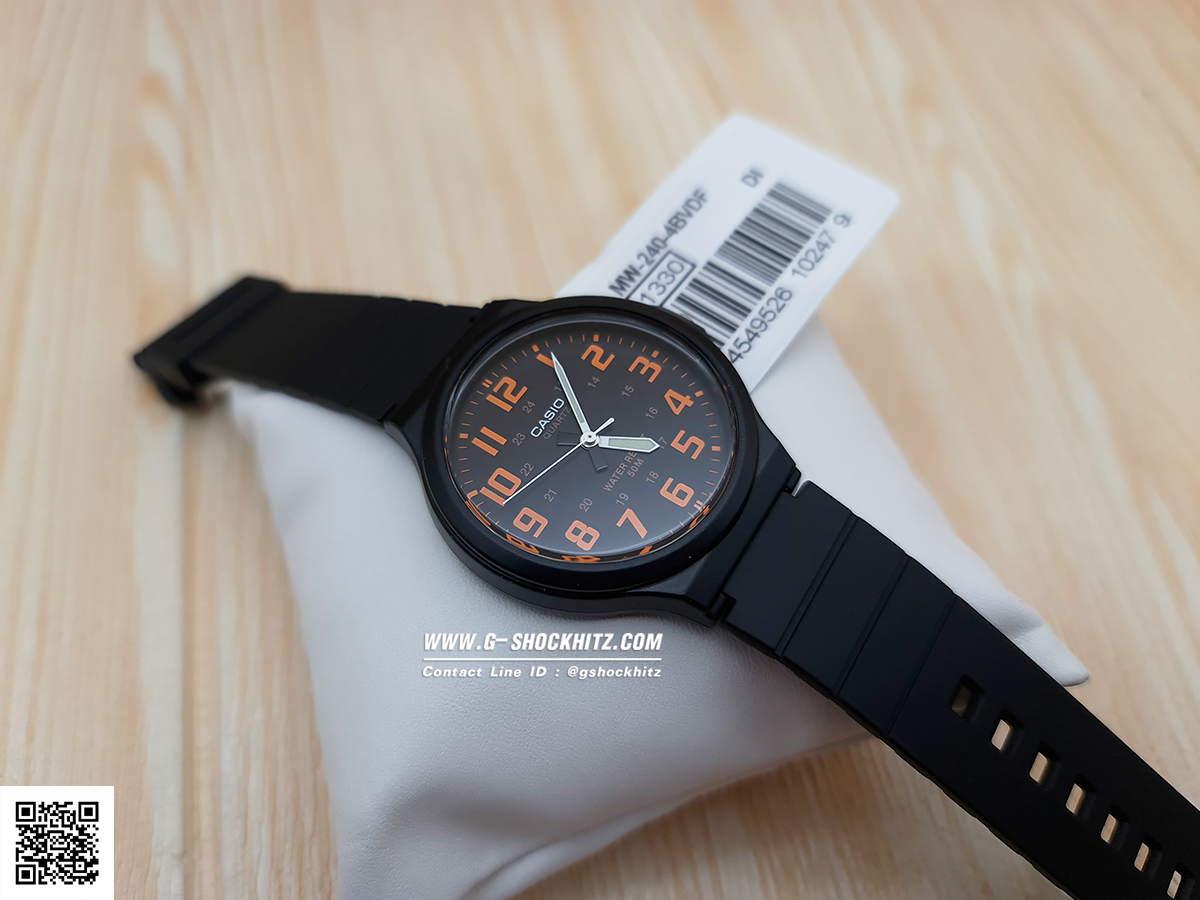 CASIO นาฬิกาคาสิโอ นาฬิกาข้อมือ นาฬิกากันน้ำ นาฬิกาของแท้ ประกันศูนย์ CMG 1 ปี รุ่น MW-240-4B นาฬิกาสีดำ