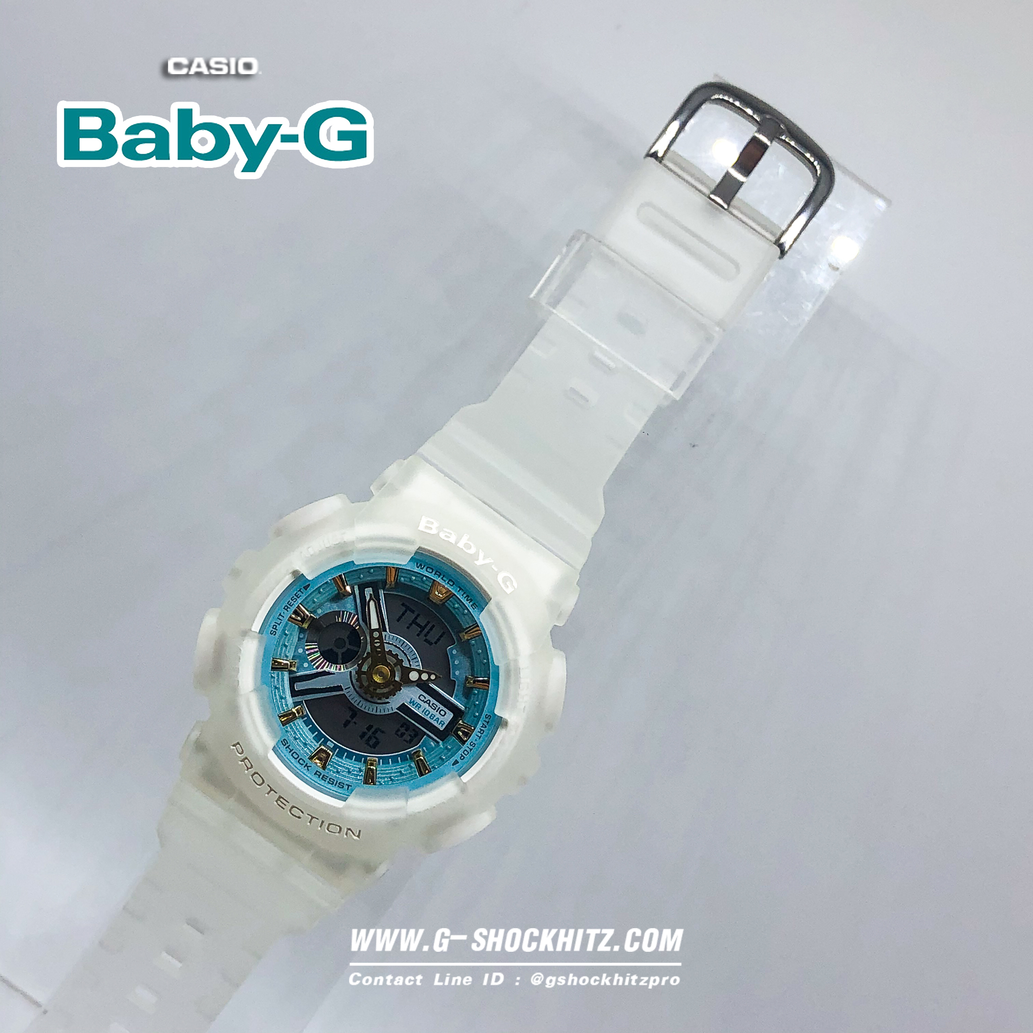 CASIO BABY-G นาฬิกาข้อมือ นาฬิกากันน้ำ นาฬิกาของแท้ ประกันศูนย์ CMG 1 ปี รุ่น BA-110SC-7A นาฬิกาสีขาว