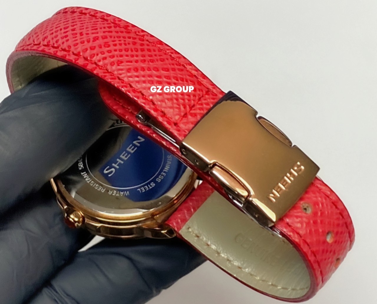 CASIO SHEEN นาฬิกาข้อมือ นาฬิกากันน้ำ นาฬิกาของแท้ ประกันศูนย์ CMG 1 ปี รุ่น SHE-3029PGL-7A นาฬิกาสีแดง