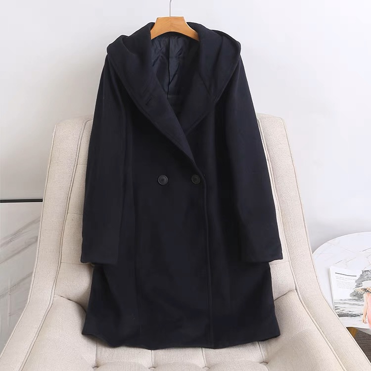 เสื้อโค้ท เสื้อกันหนาว โค้ทวูล แต่งฮู้ด แบรนด์ Stradivarius สำเนา สำเนา เทา/ดำ
