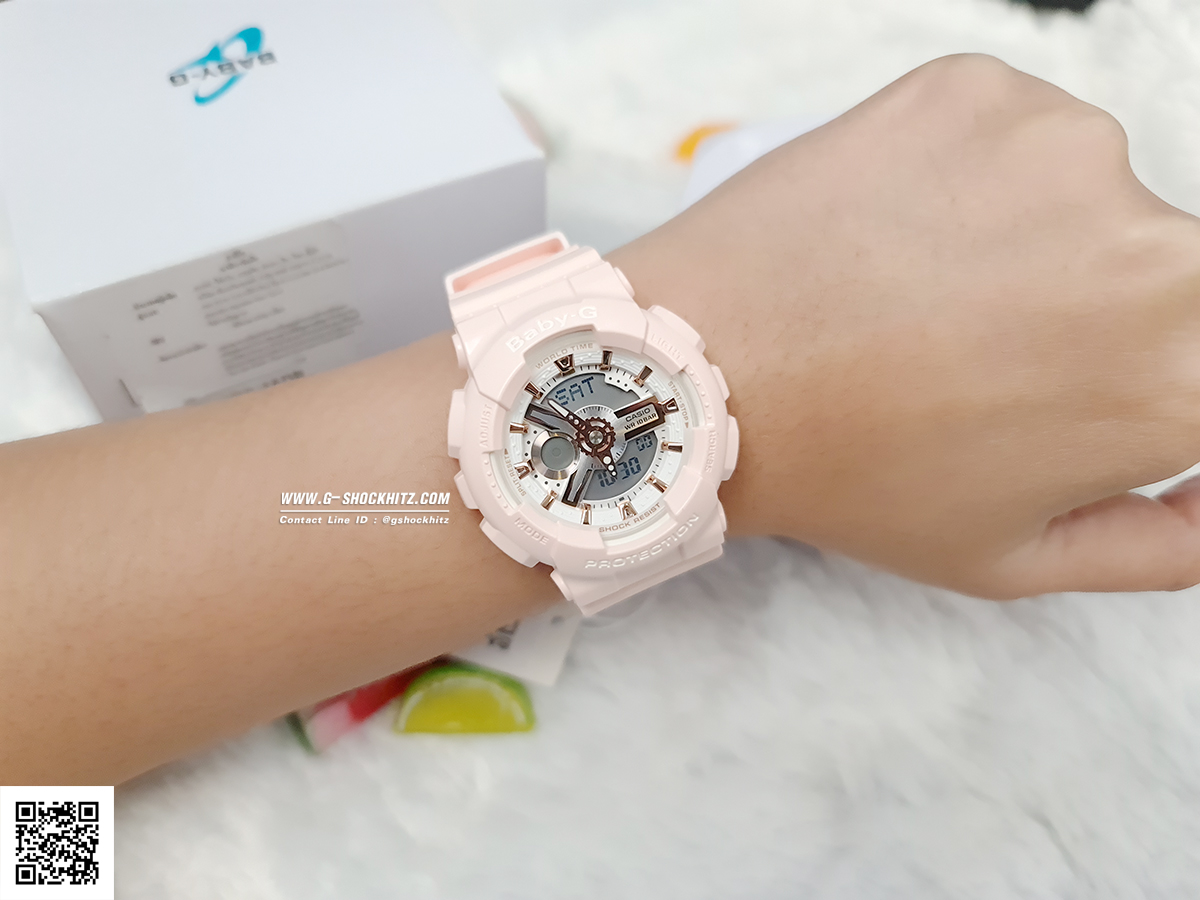 CASIO MID YEAR SALE BABY-G นาฬิกาข้อมือ นาฬิกากันน้ำ นาฬิกาของแท้ ประกันศูนย์ CMG 1 ปี รุ่น BA-110RG-4A นาฬิกาสีชมพู