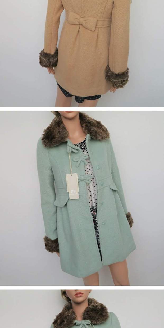 เสื้อโค้ท เสื้อกันหนาวสักหลาดวูล แบรนด์ ETAM งานพรีเมี่ยมเกรดคะ•ขนเฟอร์ ถอดใส่ได้คะ•ขนเฟอร์ถอดใส่ได้ น้ำตาลกากี