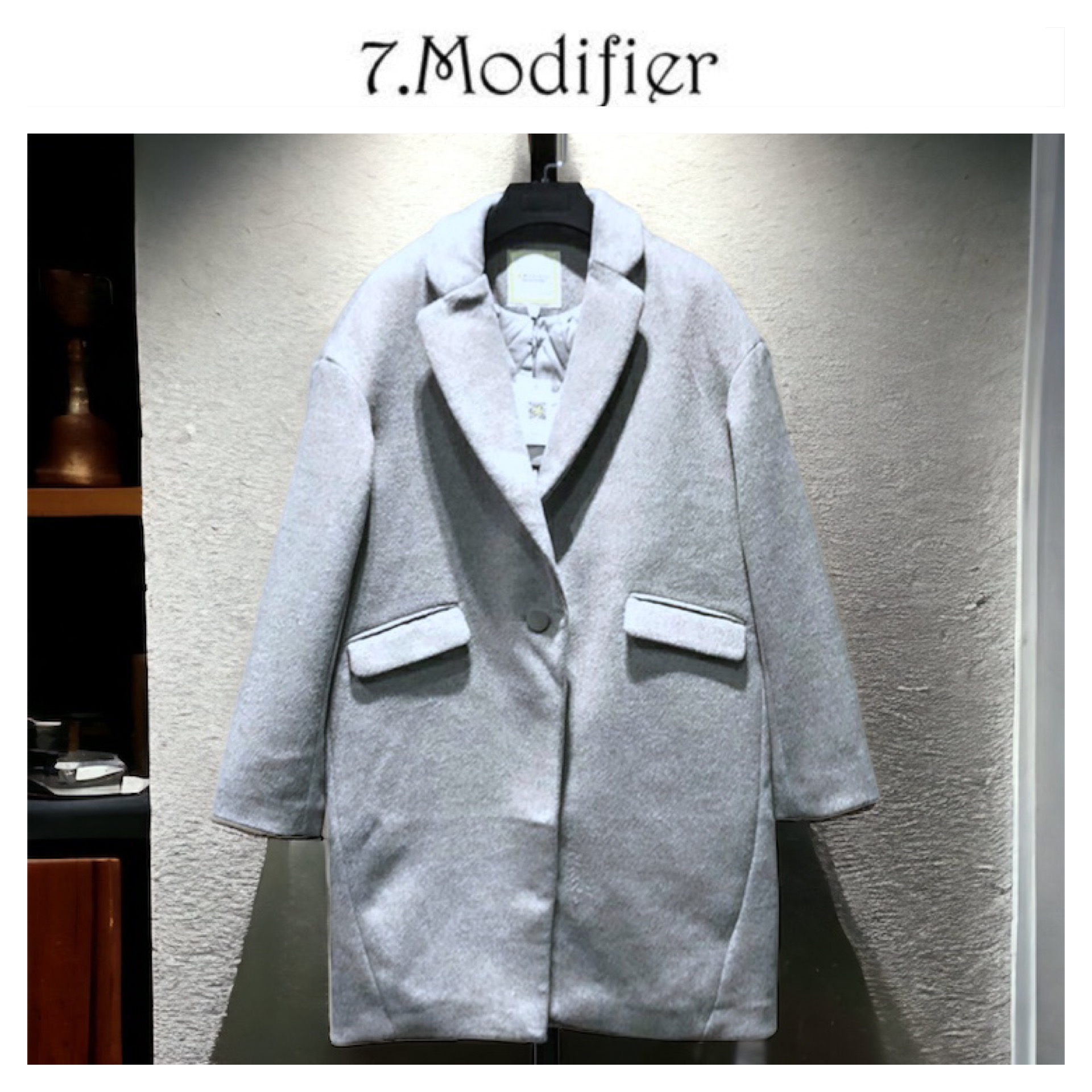 เสื้อโค้ท เสื้อกันหนาว เนื้อผ้าวูล โค้ทวูล สีฟ้าพาสเทล แบรนด์ 7.modifer
