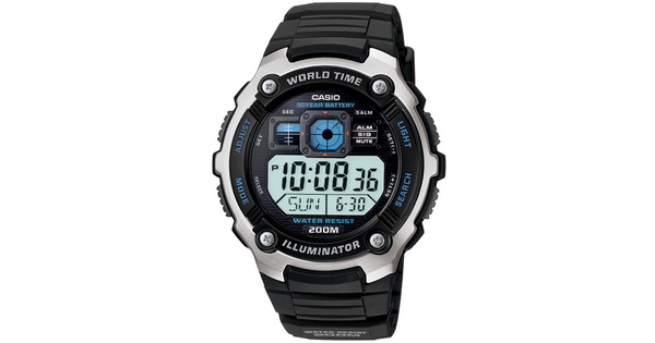 CASIO นาฬิกาคาสิโอ นาฬิกาข้อมือ นาฬิกากันน้ำ นาฬิกาของแท้ ประกันศูนย์ CMG 1 ปี รุ่น AE-2000W-1A นาฬิกาสีดำ