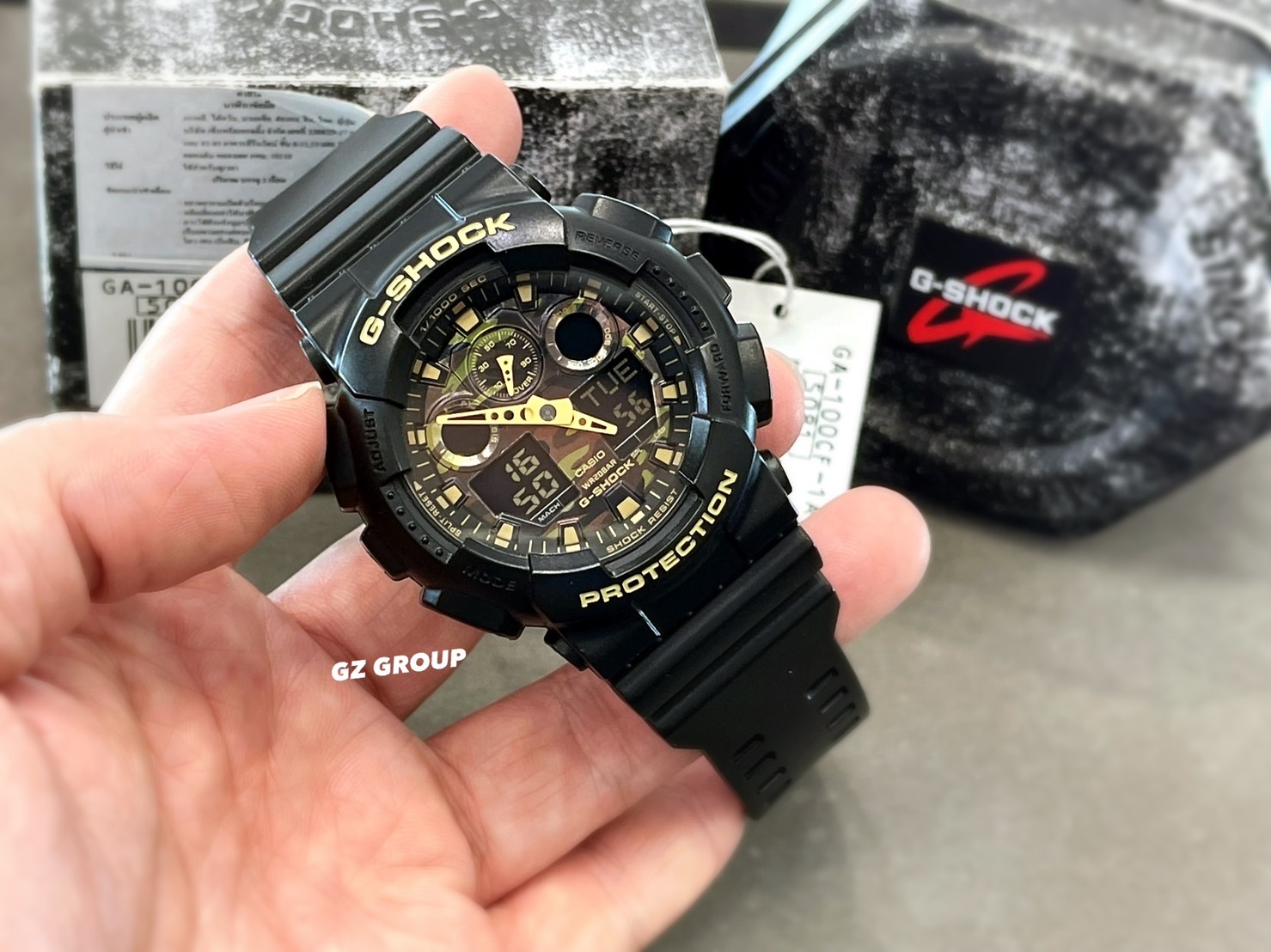 CASIO G-SHOCK นาฬิกาข้อมือ นาฬิกากันน้ำ นาฬิกาของแท้ ประกันศูนย์ CMG 1 ปี รุ่น GA-100CF-1A9 นาฬิกาสีดำ