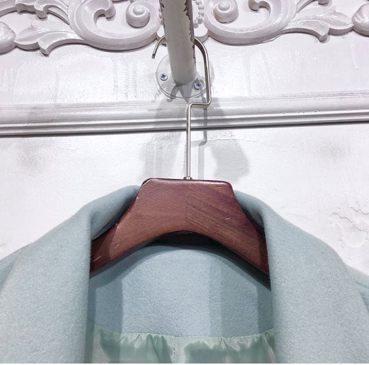 Ozoc เสื้อโค้ท เสื้อกันหนาว เนื้อผ้าสักหลาดวูล สีฟ้าพาสเทล แบรนด์ JOICES