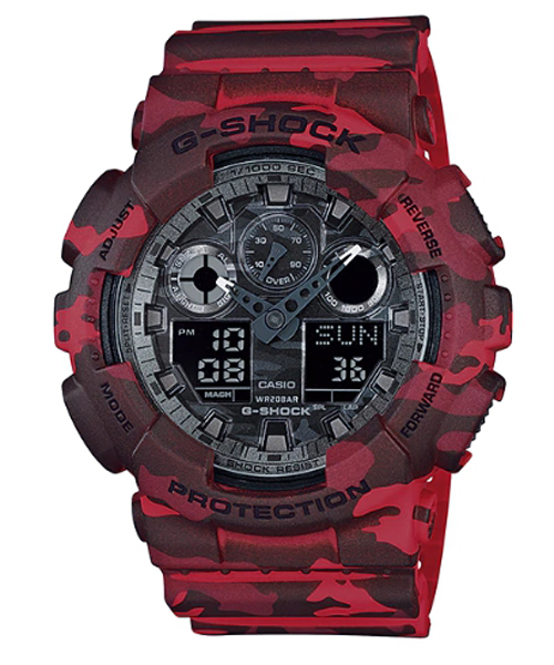 CASIO G-SHOCK นาฬิกาข้อมือ นาฬิกากันน้ำ นาฬิกาของแท้ ประกันศูนย์ CMG 1 ปี รุ่น GA-100CM-4A นาฬิกาสีแดง