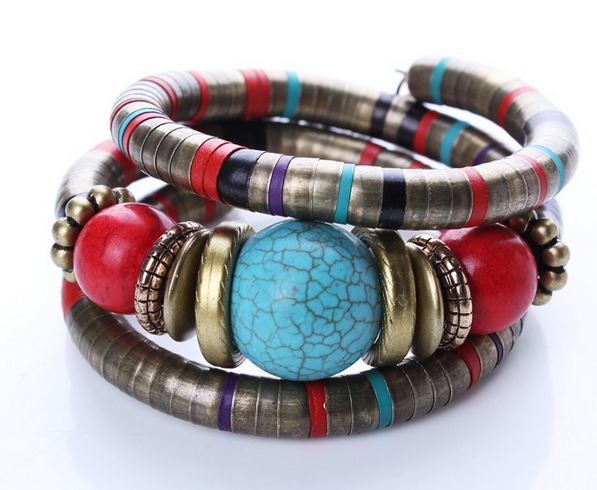 สร้อยข้อมือ Hand made สร้อยข้อมือแฟชั่น ผู้หญิง สไตล์ วินเทจ ร้อย Turquoise หิน ทิเทต สร้อยข้อมือ เก๋ ๆ แนว เซอร์ ๆ 418891