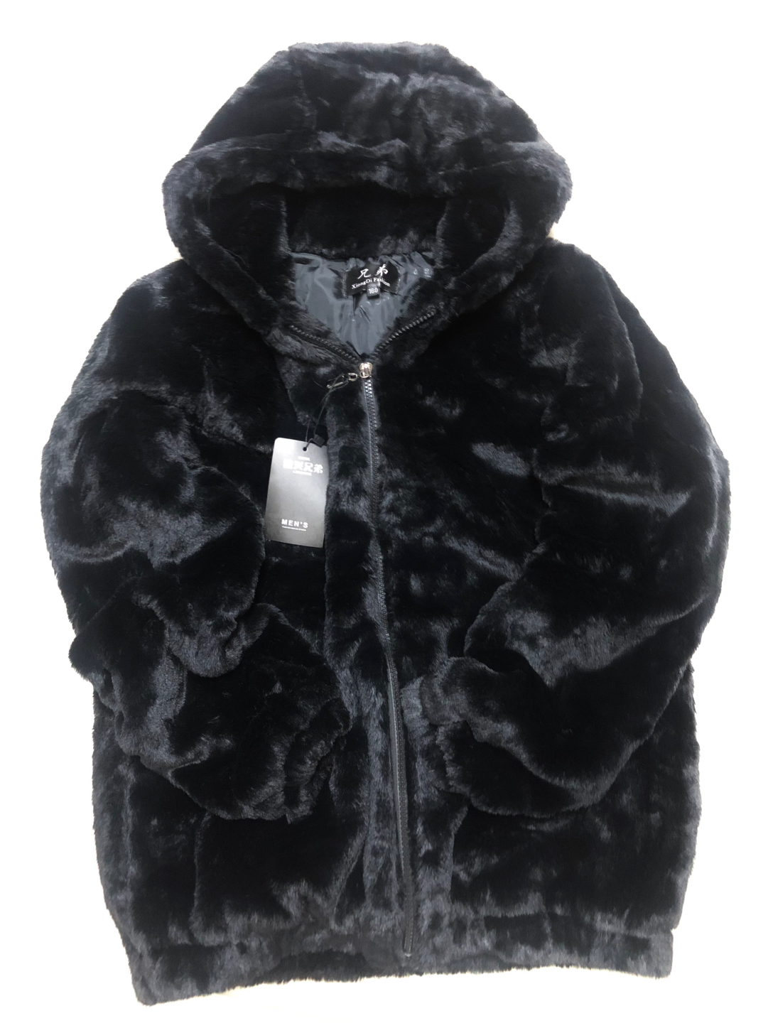 Forever21 เสื้อเฟอร์กันหนาว หมวกฮู้ด เสื้อขน สีดำ (FLUFFY COAT) 兄弟 ขาว