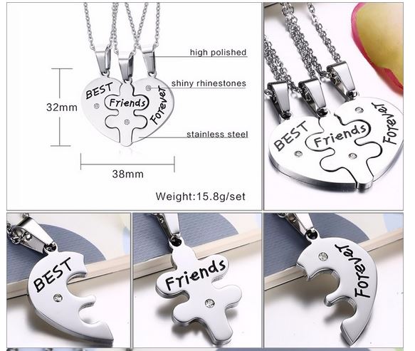 สร้อยคอคู่รัก สร้อยคอ ผู้หญิง ผู้ชาย สร้อยคอ stainless steel สำหรับ เพื่อนรัก Best Friend Forever แบ่งเป็น 3 เส้น ของขวัญ ให้เพื่อน 853558