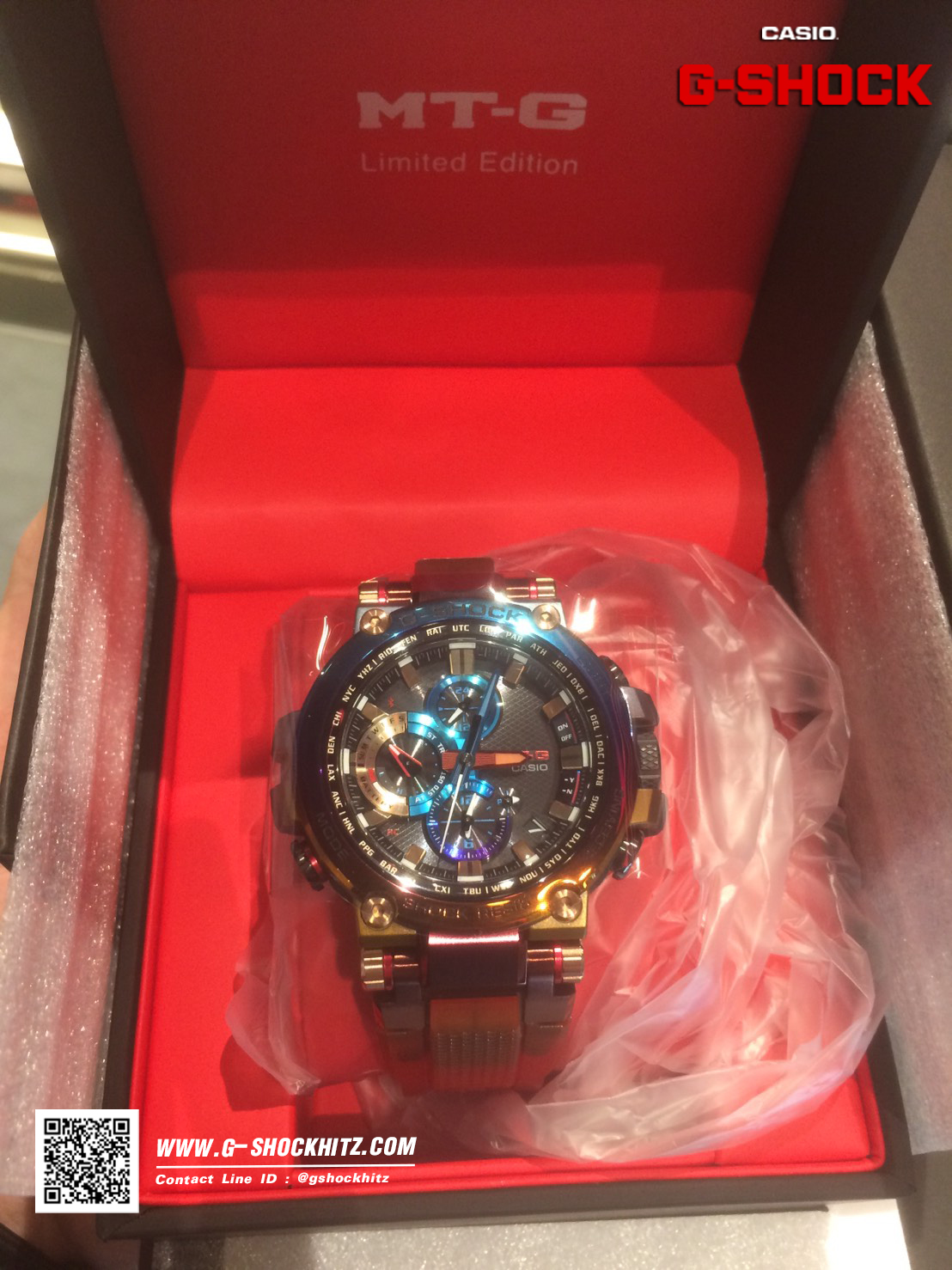 CASIO G-SHOCK นาฬิกาข้อมือ นาฬิกากันน้ำ นาฬิกาของแท้ ประกันศูนย์ CMG 1 ปี รุ่น MTG-B1000VL-4A นาฬิกาสีแดง