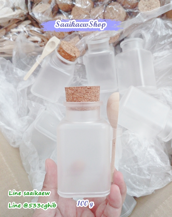 ขวดพลาสติก 100g สปา สครับ พร้อมช้อนไม้