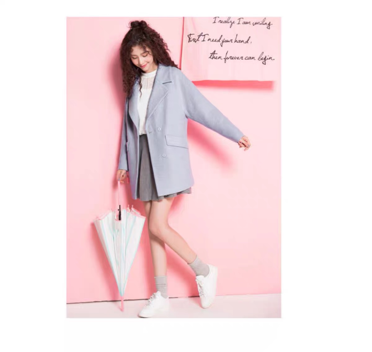 เสื้อโค้ท peacoat เสื้อโค้ทเฟอร์ โค้ทสักหลาดสีชมพูอ่อน แบรนด์ La'babite สำเนา สำเนา สำเนา สำเนา