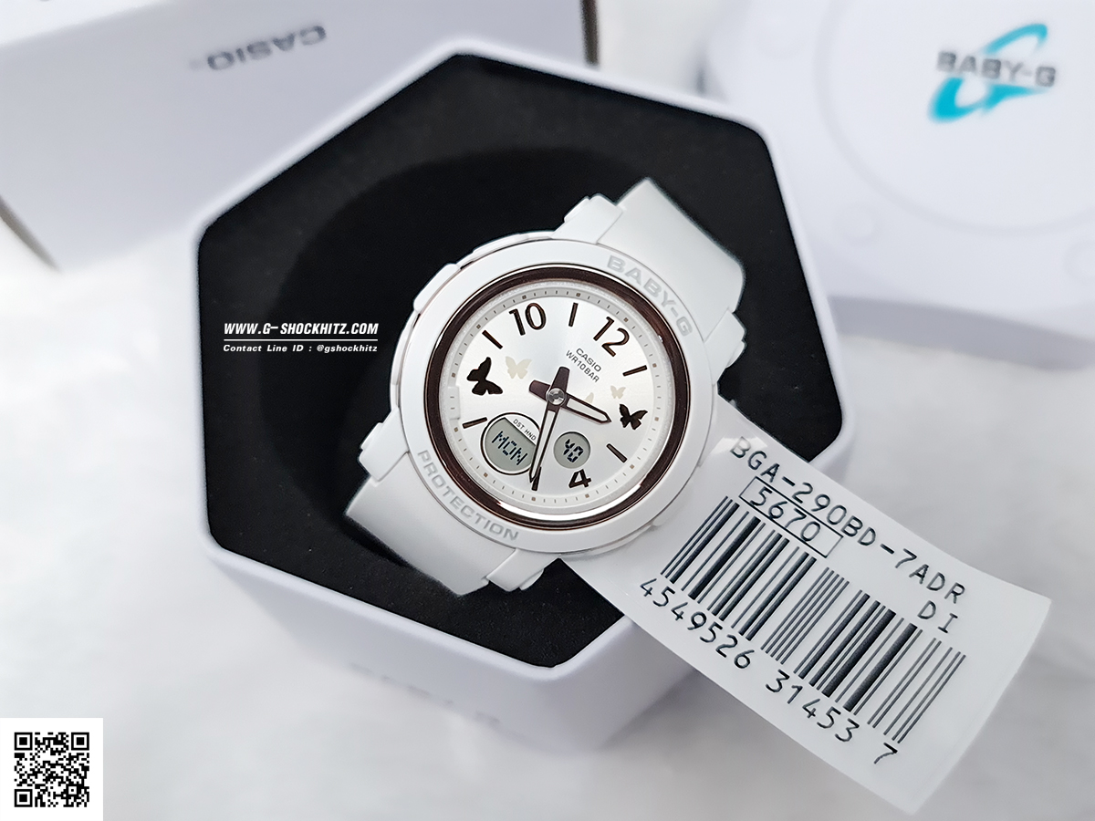 CASIO BABY-G นาฬิกาข้อมือ นาฬิกากันน้ำ นาฬิกาของแท้ ประกันศูนย์ CMG 1 ปี รุ่น BGA-290BD-7A นาฬิกาสีขาว