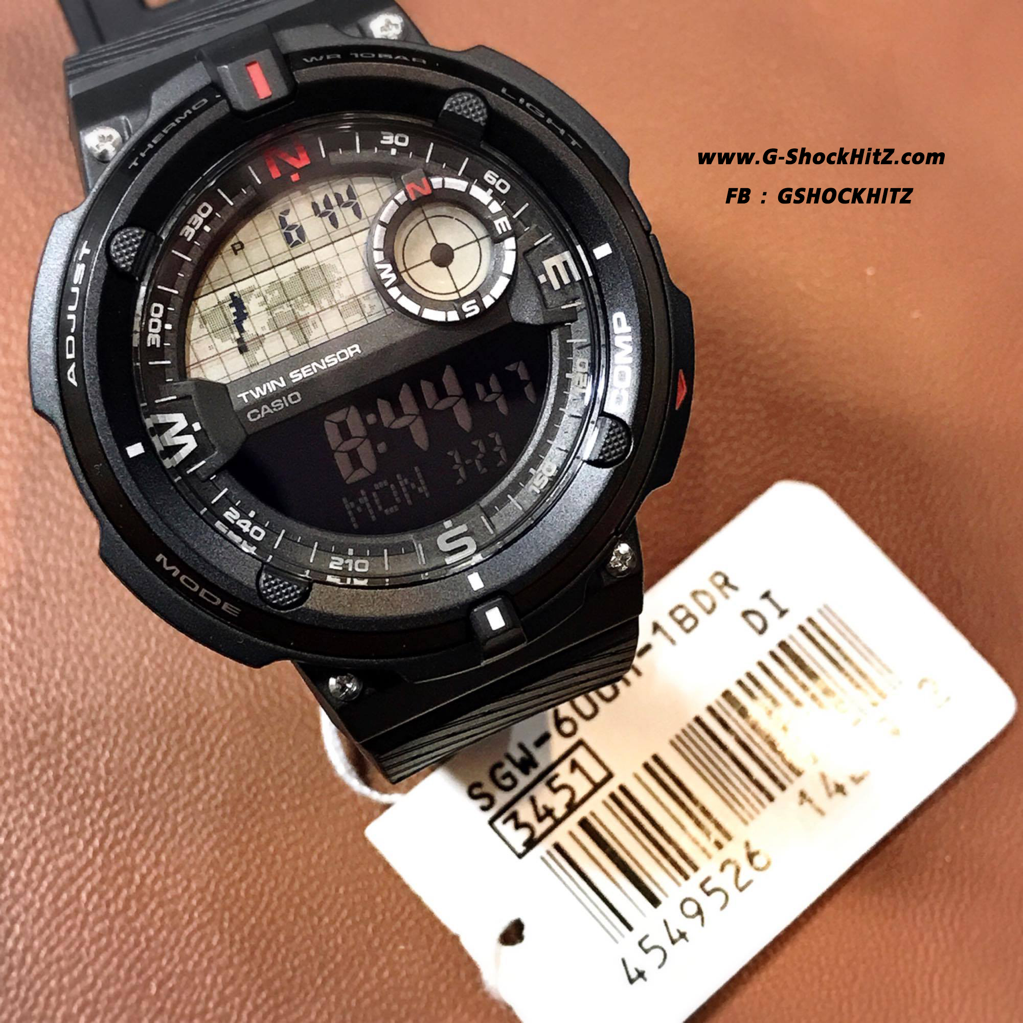 CASIO นาฬิกาคาสิโอ นาฬิกาข้อมือ นาฬิกากันน้ำ นาฬิกาของแท้ ประกันศูนย์ CMG 1 ปี รุ่น SGW-600H-1B นาฬิกาสีดำ