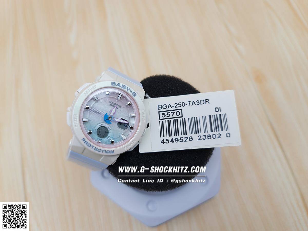CASIO BABY-G นาฬิกาข้อมือ นาฬิกากันน้ำ นาฬิกาของแท้ ประกันศูนย์ CMG 1 ปี รุ่น BGA-250-7A3 นาฬิกาสีขาว