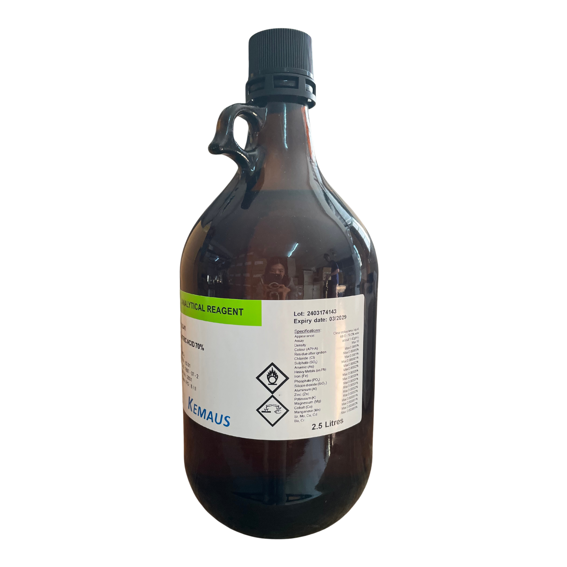 Nitric Acid 68-70% ,AR 2.5 L. KemAus™