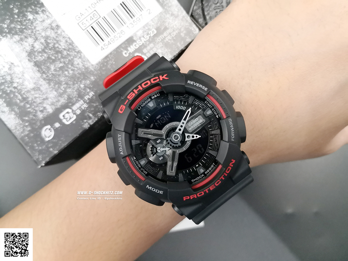CASIO MID YEAR SALE G-SHOCK นาฬิกาข้อมือ นาฬิกากันน้ำ นาฬิกาของแท้ ประกันศูนย์ CMG 1 ปี รุ่น GA-110HR-1A นาฬิกาสีดำ