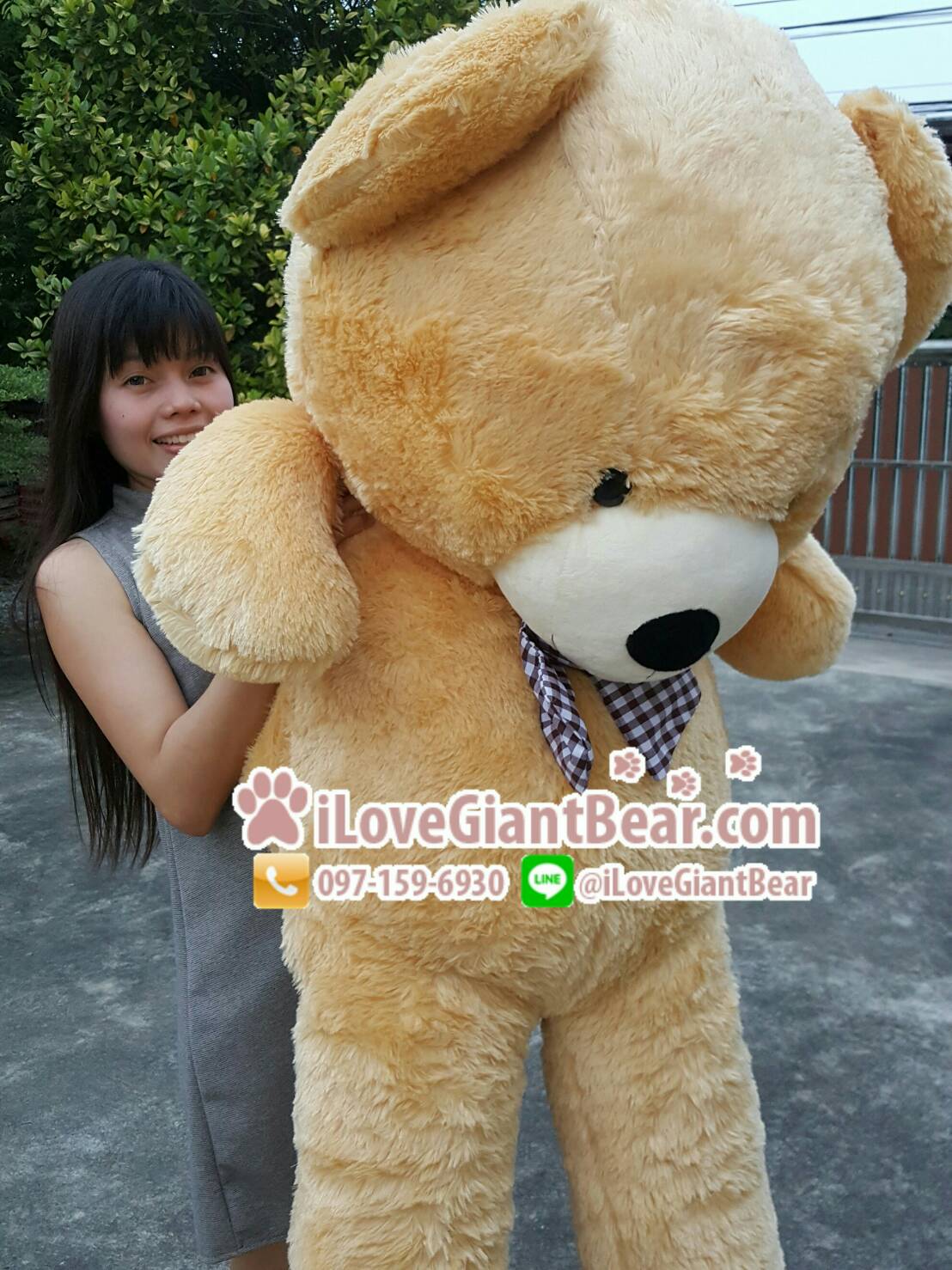 ตุ๊กตาหมีตัวใหญ่ 1.8 เมตร ไซส์หัวโต ขนนิ่ม สีน้ำตาลอ่อนชานม หวาน (คุณภาพ เกรดขึ้นห้าง) สำเนา