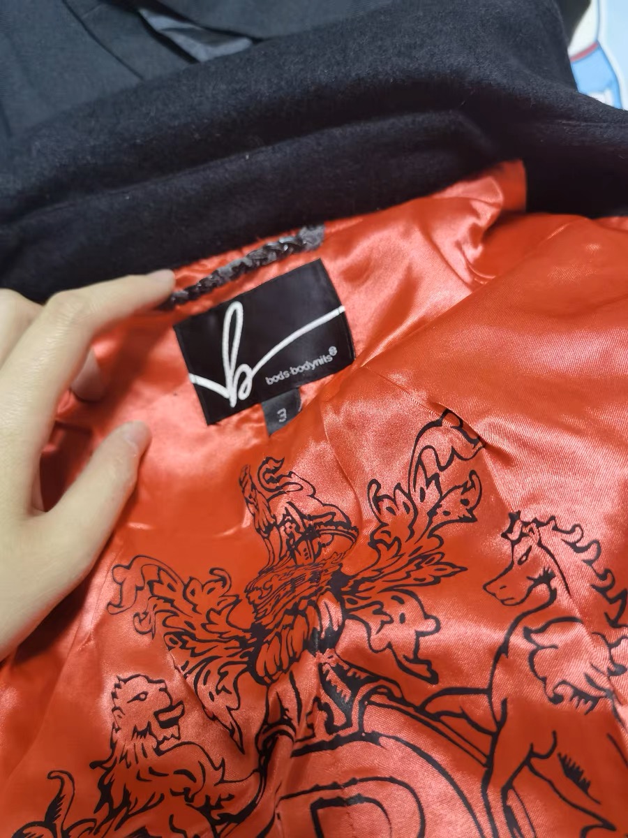 เสื้อโค้ท เสื้อกันหนาว เนื้อผ้าสักหลาดวูล โค้ทวูลวีดำ/ น้ำตาล แต่งกระดุมสองแถว แบรนด์ bods.bodynit สำเนา