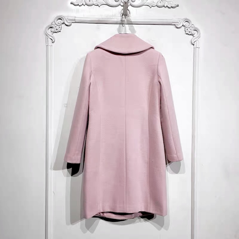 Ms.Node เสื้อโค้ท เสื้อกันหนาว เนื้อผ้าสักหลาดวูล สีชมพู/ สีฟ้า แต่งกระดุมสองแถว แบรนด์ MS.NODE