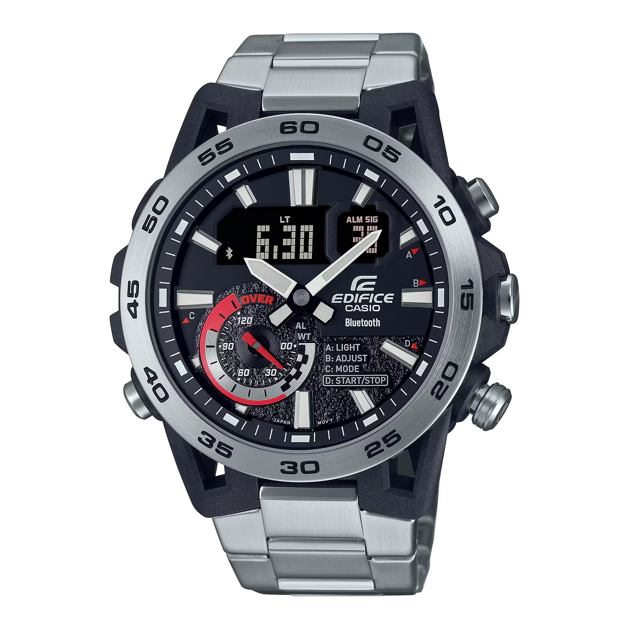 CASIO EDIFICE นาฬิกาข้อมือ นาฬิกากันน้ำ นาฬิกาของแท้ ประกันศูนย์ CMG 1 ปี รุ่น ECB-40D-1A นาฬิกาสีเงิน