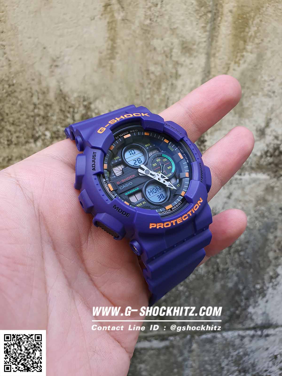 CASIO G-SHOCK นาฬิกาข้อมือ นาฬิกากันน้ำ นาฬิกาของแท้ ประกันศูนย์ CMG 1 ปี รุ่น GA-140-6A นาฬิกาสีม่วง