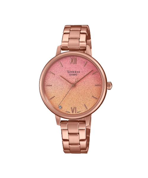 CASIO SHEEN นาฬิกาข้อมือ นาฬิกากันน้ำ นาฬิกาของแท้ ประกันศูนย์ CMG 1 ปี รุ่น SHE-4548PG-4A นาฬิกาสีชมพู