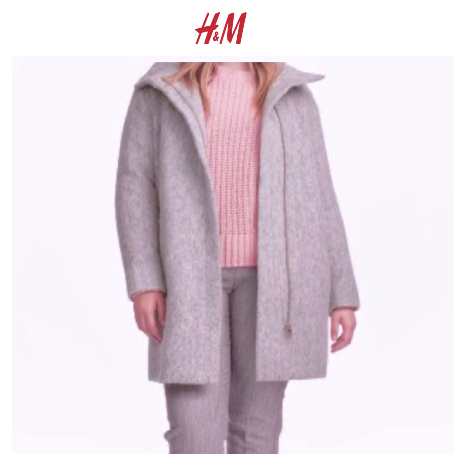 เสื้อโค้ท เสื้อกันหนาว เนื้อผ้าสักหลาด สีม่วงอ่อน แบรนด์ H&M