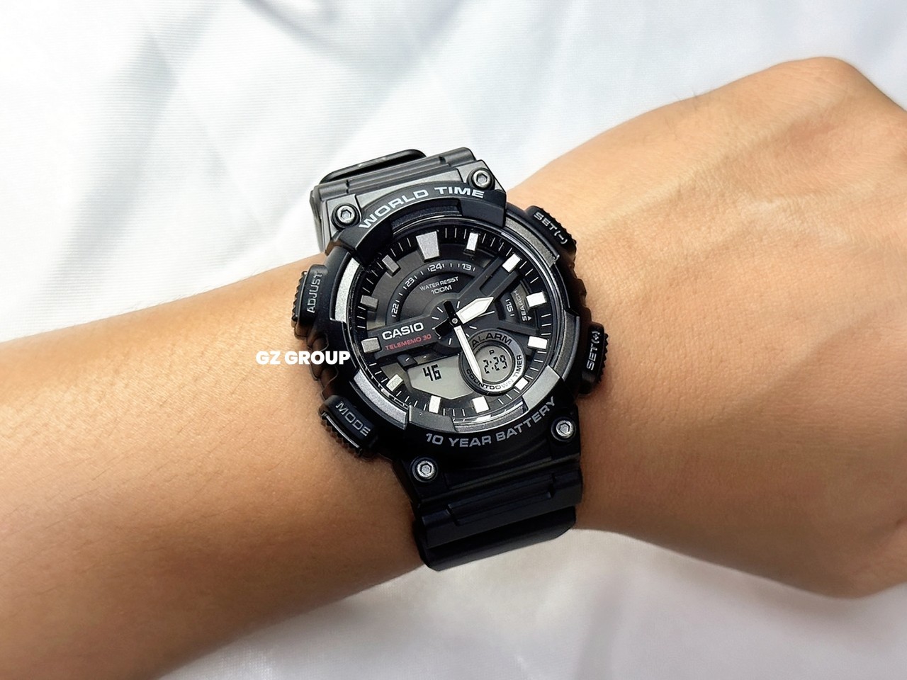 CASIO MID YEAR SALE นาฬิกาคาสิโอ พร้อมส่ง นาฬิกาข้อมือ นาฬิกากันน้ำ นาฬิกาของแท้ BTS ประกันศูนย์ CMG 1 ปี รุ่น AEQ-110W-1A นาฬิกาสีดำ