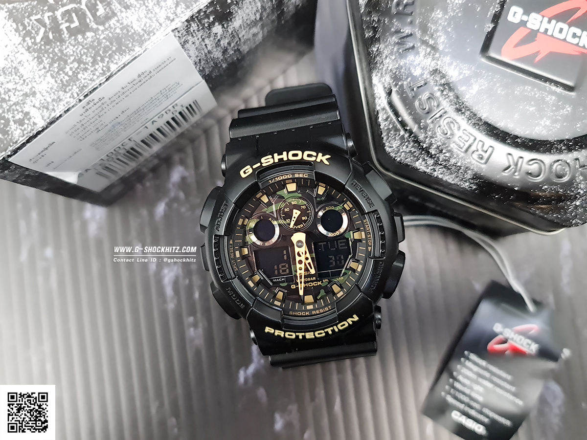 CASIO G-SHOCK นาฬิกาข้อมือ นาฬิกากันน้ำ นาฬิกาของแท้ ประกันศูนย์ CMG 1 ปี รุ่น GA-100CF-1A9 นาฬิกาสีดำ