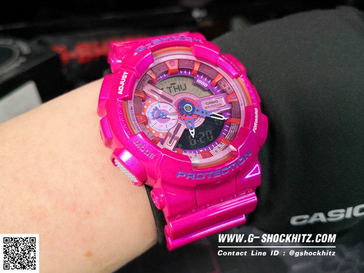 CASIO G-SHOCK นาฬิกาข้อมือ นาฬิกากันน้ำ นาฬิกาของแท้ ประกันศูนย์ CMG 1 ปี รุ่น GA-110MC-4A นาฬิกาสีชมพู
