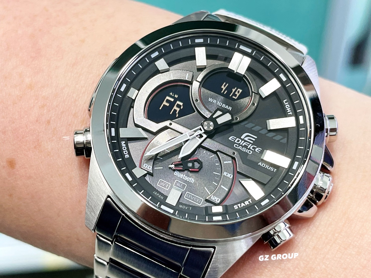 CASIO EDIFICE นาฬิกาข้อมือ นาฬิกากันน้ำ นาฬิกาของแท้ ประกันศูนย์ CMG 1 ปี รุ่น ECB-30D-1A นาฬิกาสีเงิน