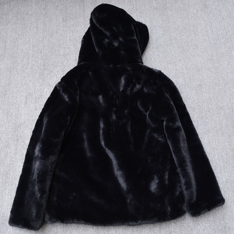 เสื้อเฟอร์กันหนาว หมวกฮู้ด เสื้อขน Fluffy coat แบรนด์ pimkie สำเนา ดำ