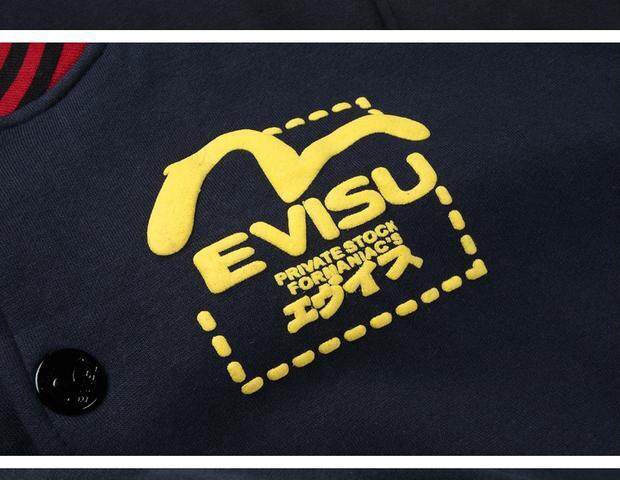 ขายล้างสต็อค !!เสื้อเบสบอล EVISU แท้ จาก ญี่ปุ่น สีดำ แต่งแขนขาวครีม สกรีนลายด้านหลัง Size (ตัวเดียวสุดท้ายคะ)
