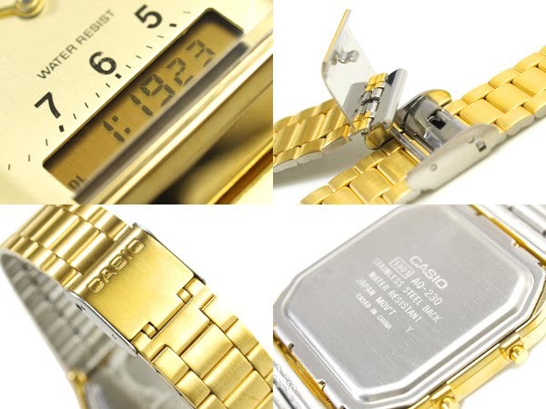 CASIO นาฬิกาคาสิโอ นาฬิกาข้อมือ นาฬิกากันน้ำ นาฬิกาของแท้ ประกันศูนย์ CMG 1 ปี รุ่น AQ-230GA-9B นาฬิกาสีทอง