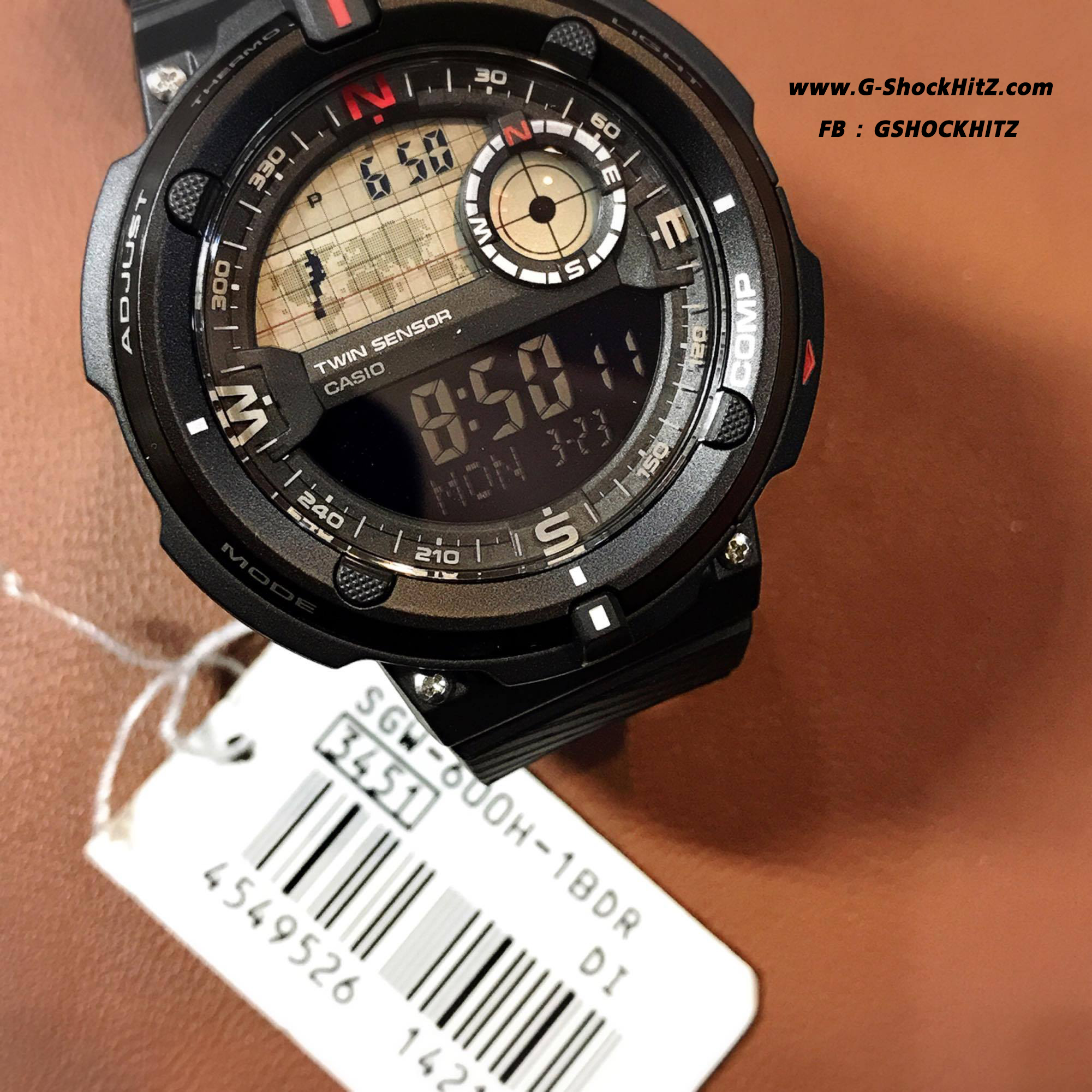 CASIO นาฬิกาคาสิโอ นาฬิกาข้อมือ นาฬิกากันน้ำ นาฬิกาของแท้ ประกันศูนย์ CMG 1 ปี รุ่น SGW-600H-1B นาฬิกาสีดำ