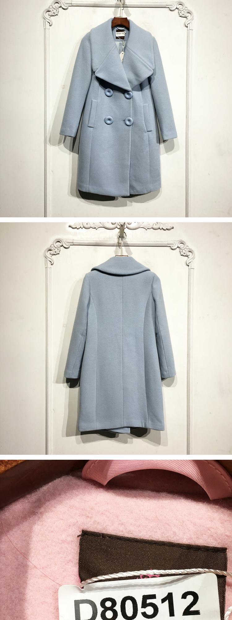Ms.Node เสื้อโค้ท เสื้อกันหนาว เนื้อผ้าสักหลาดวูล สีชมพู/ สีฟ้า แต่งกระดุมสองแถว แบรนด์ MS.NODE