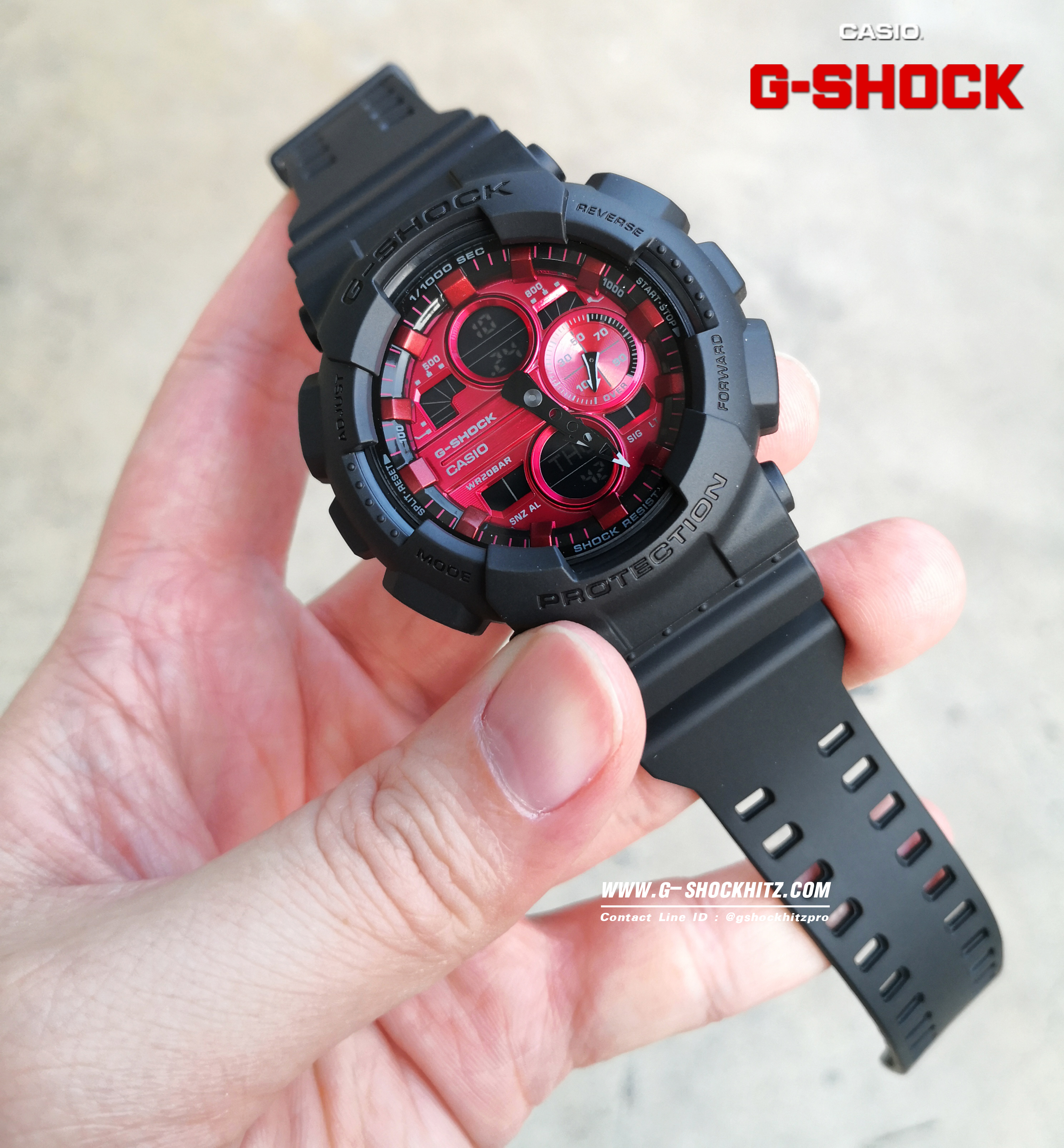 CASIO G-SHOCK นาฬิกาข้อมือ นาฬิกากันน้ำ นาฬิกาของแท้ ประกันศูนย์ CMG 1 ปี รุ่น GA-140AR-1A นาฬิกาสีดำ