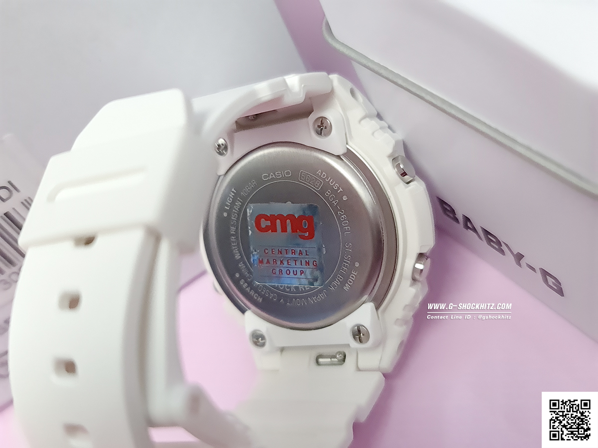 CASIO BABY-G นาฬิกาข้อมือ นาฬิกากันน้ำ นาฬิกาของแท้ ประกันศูนย์ CMG 1 ปี รุ่น BGA-260FL-7A นาฬิกาสีขาว