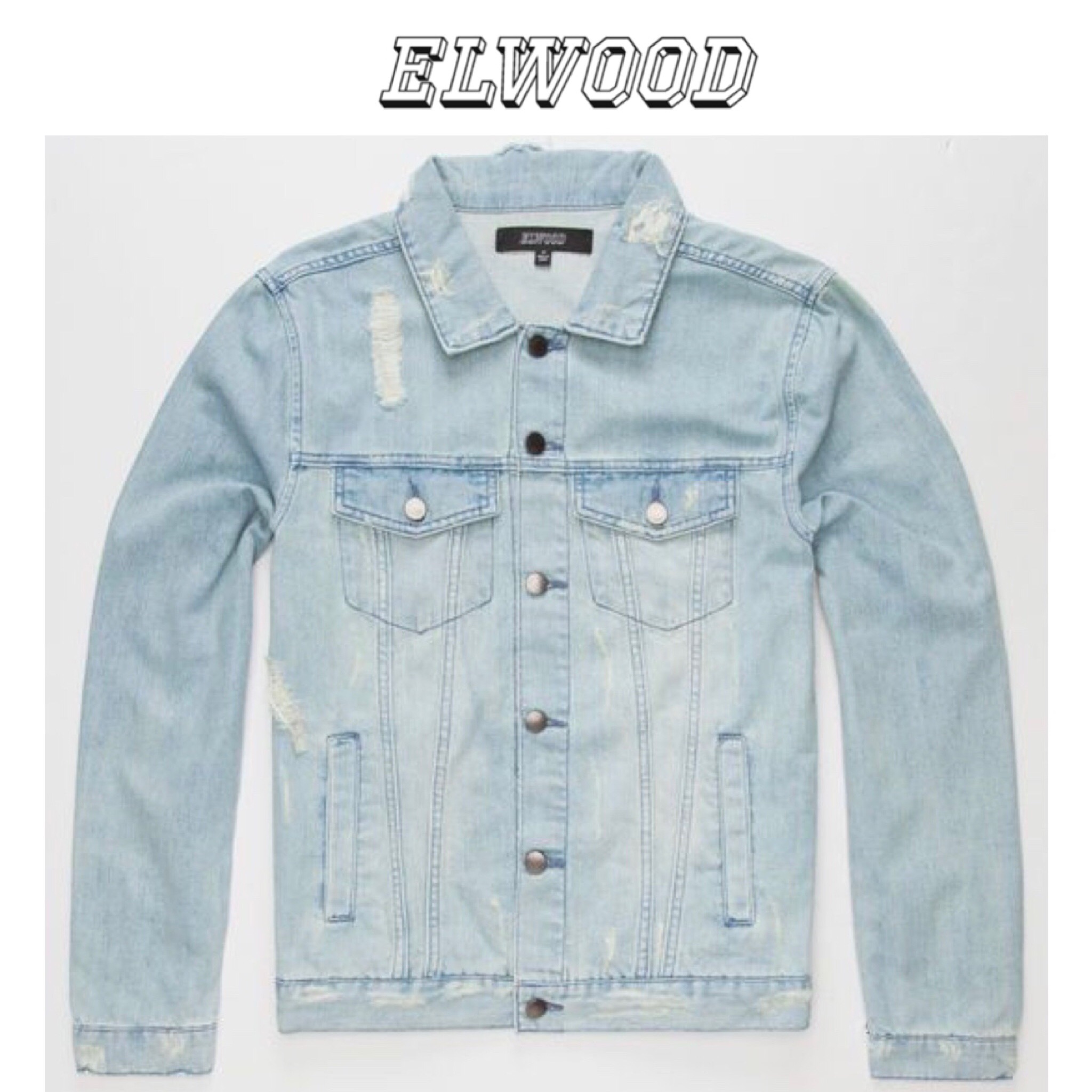 ELWOOD เสื้อยีนส์ แจ็คเก็ตยีนส์ฟอก สีซีด แต่งเซอร์ แบรนด์ ELWOOD งานสวยเท่ห์มากคะ ยีนส์