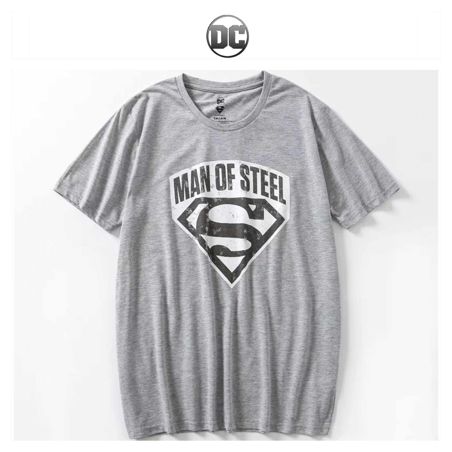 DC เสื้อยืดสีเทา เนื้อนุ่ม เนื้อผ้าสวย MAN OF STEEL แบรนด์ Dc เทา
