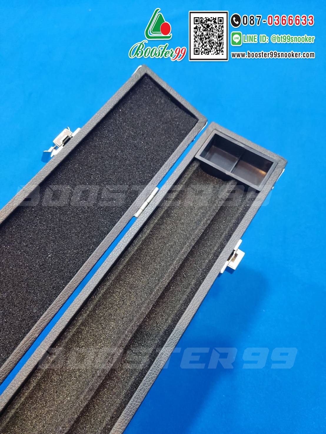 กล่อง ไม้คิวต่อ 2ท่อน 3/4ส่วน หนังPU สีดำล้วน เกรด B (ราคาต่อ 1 ใบ)