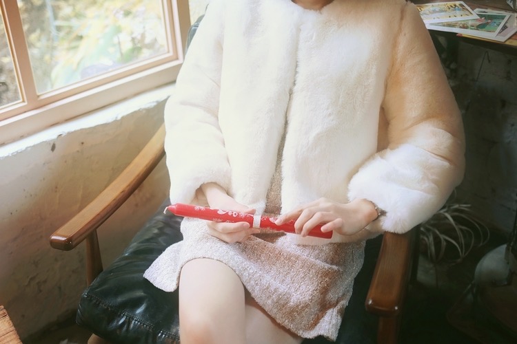 Selected เสื้อเฟอร์กันหนาว เสื้อขน Fluffy coat สีขาว แบรนด์ SELECTED สำเนา สำเนา สำเนา สำเนา